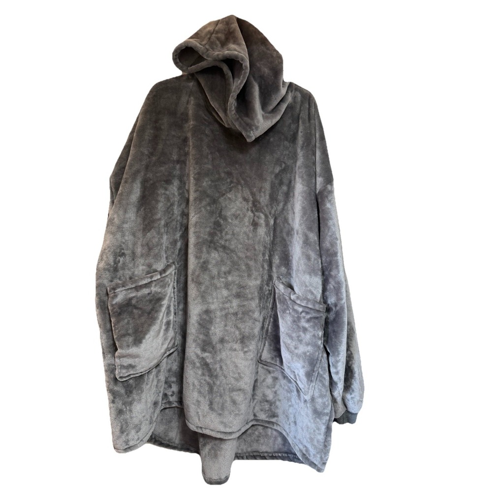 Throwzy‎ by Marlo Lorenz Wearable Blanket Hoodie Gray Used Oversized One Size XL